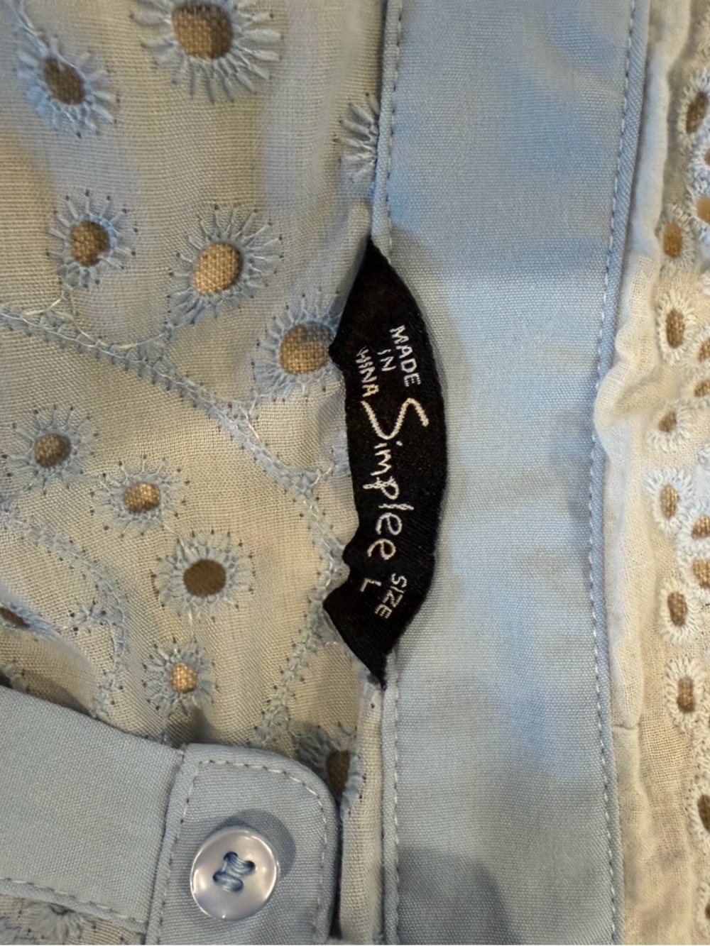 Light Blue Eyelet Ruffle Blouse - Picture 4 of 4
